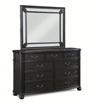 Crown Mark Furniture Kingsbury Dresser Mirror in Black