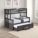 University Twin/Full Bunk Bed Grey, Walnut, & White